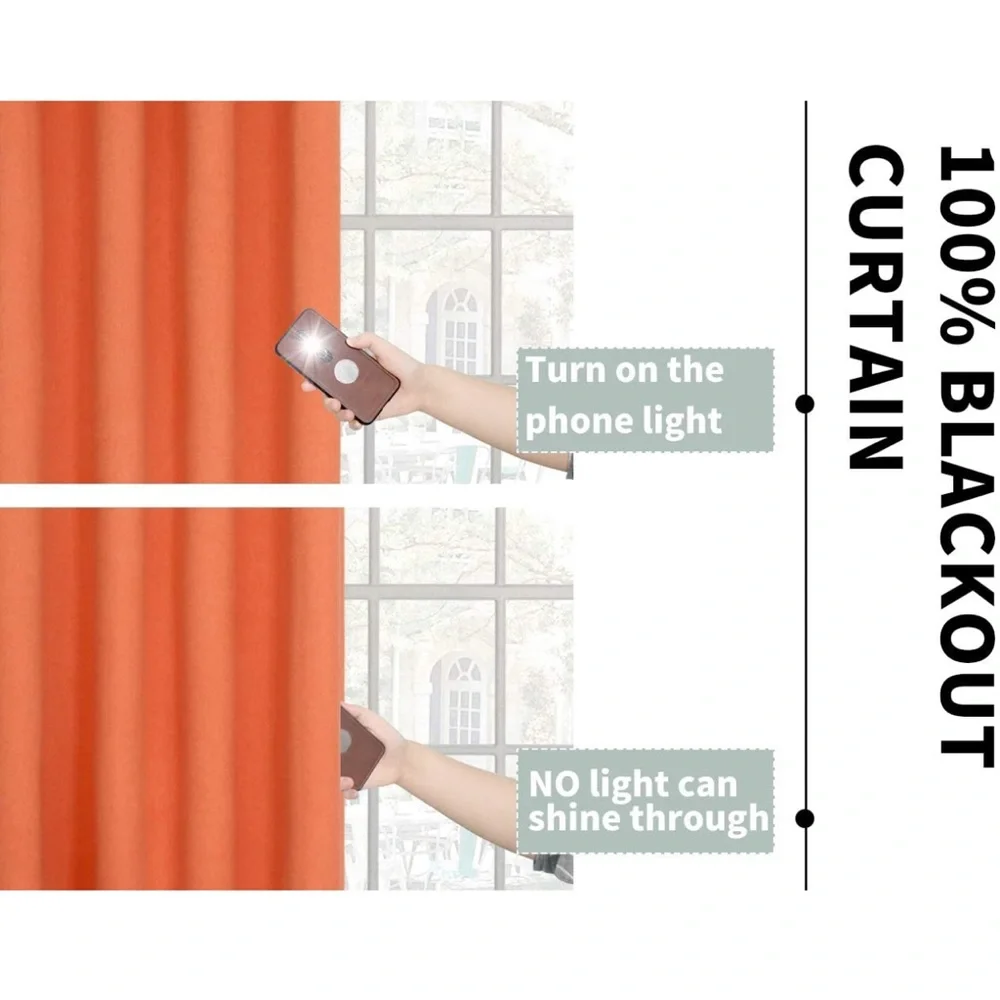 100% Blackout window Curtains with Liner Grommets Thermal Insulated 52x54” Coral
